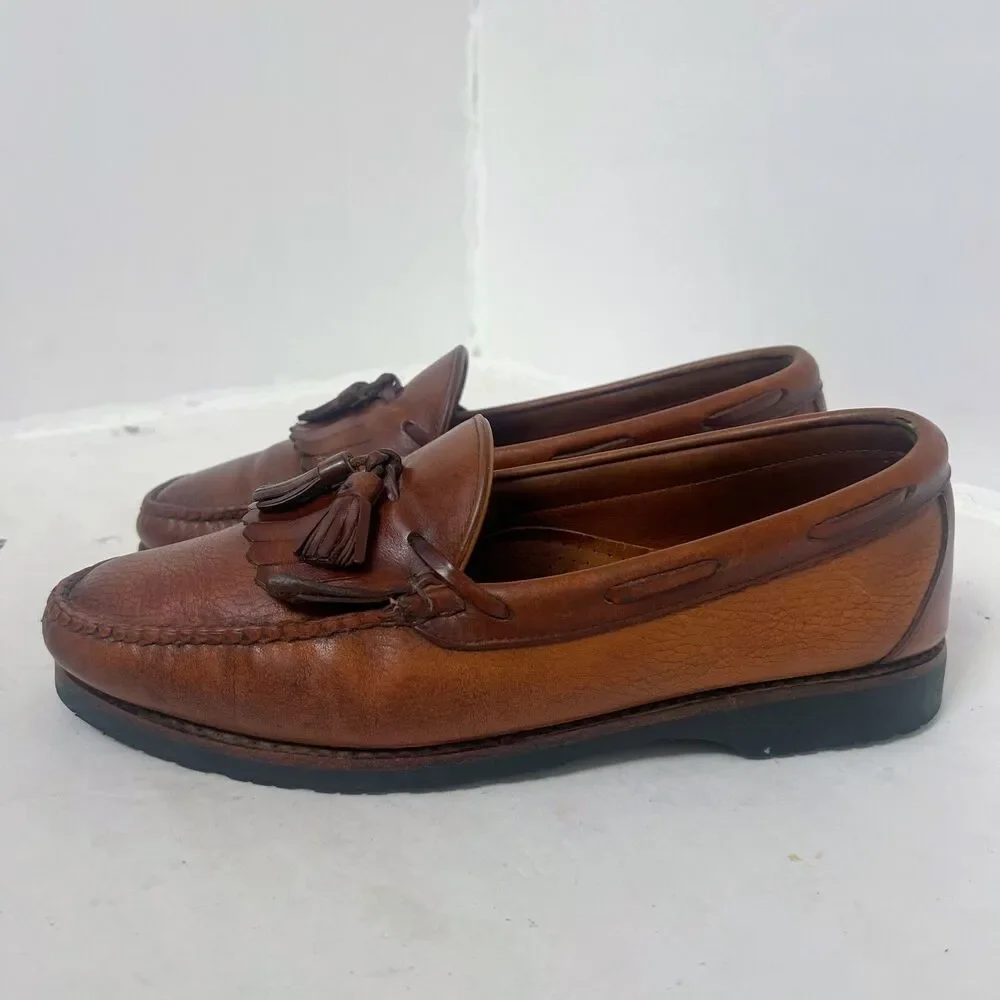 Allen Edmonds Nashua Kiltie Men's Brown Leather Loafer Tassels Size 9.5 D